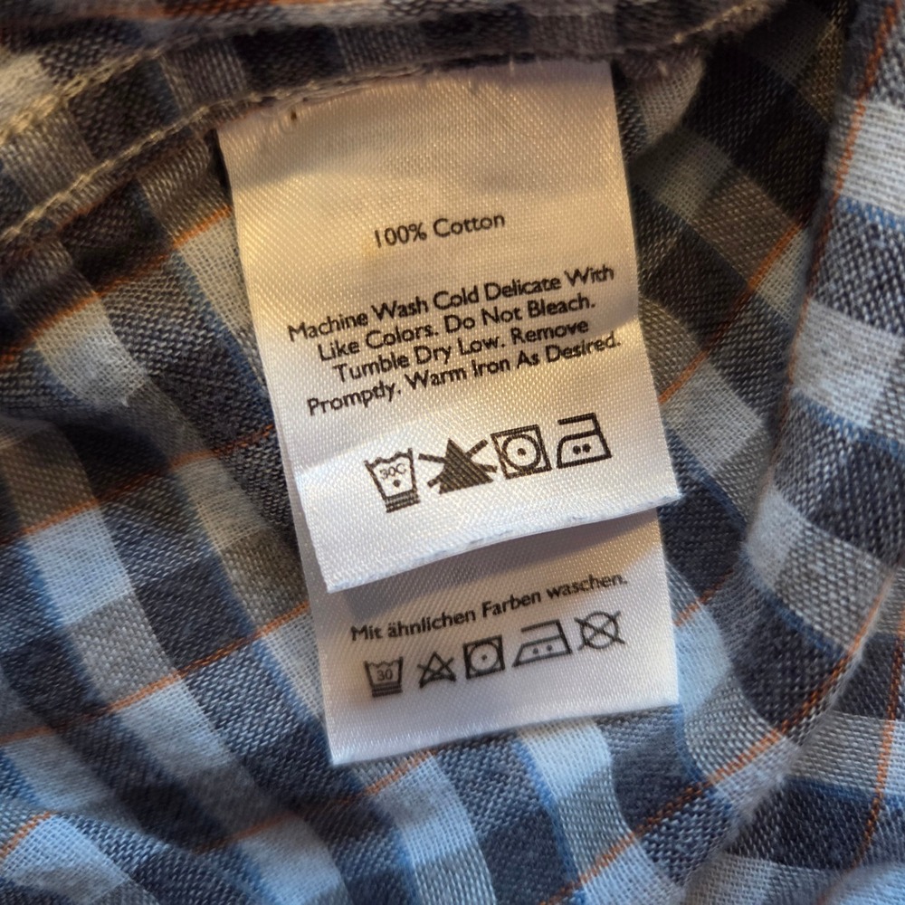 Eddie Bauer Button Down Shirt Mens 2XLT Blue Plaid Cotton Classic Fit Long Sleev - Picture 6 of 7